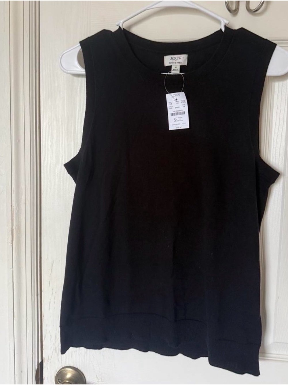 NWT J. Crew Black Sleeveless Crewneck Top